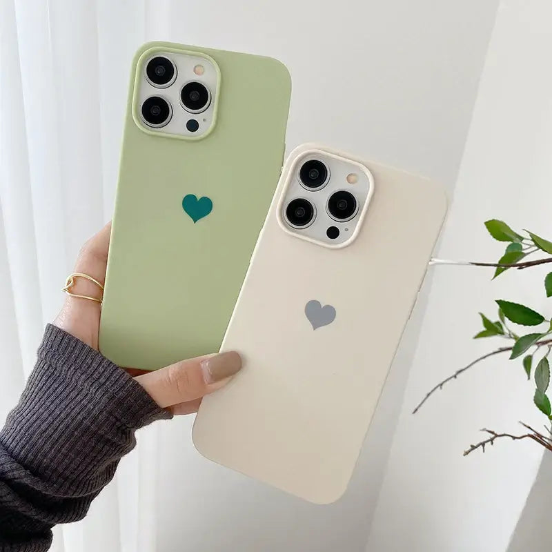 Lovely Love Candy Color Silicone Soft Case For iPhone 15 14 13 12 11 Pro XS Max X XR SE 3 7 8 6S 6 Plus Matte TPU Back Cover