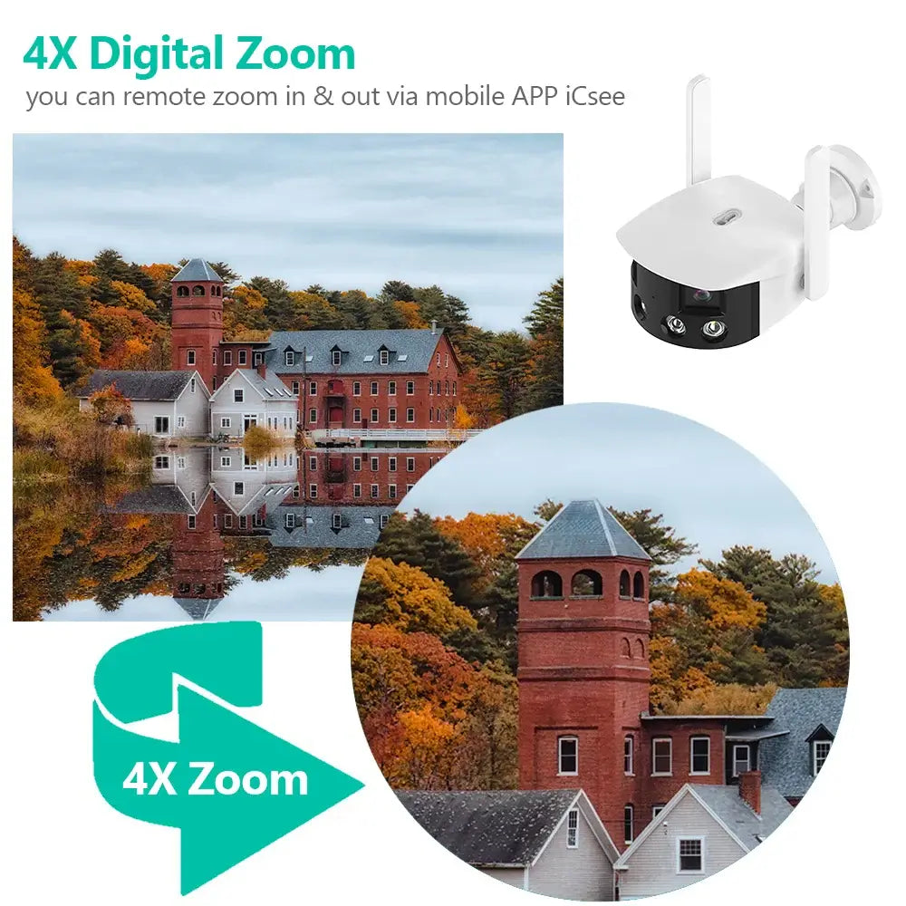 4K 8MP Dual Lens Panoramic WIFI Camera 180° Wide Viewing Angle AI Human Detection 4MP ICSEE Surveillance IP Camera