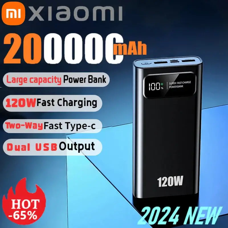 Banco de energía portátil Xiaomi 200000mAh 120W, carga súper rápida, batería externa de alta capacidad para iPhone, Samsung, Huawei, nuevo