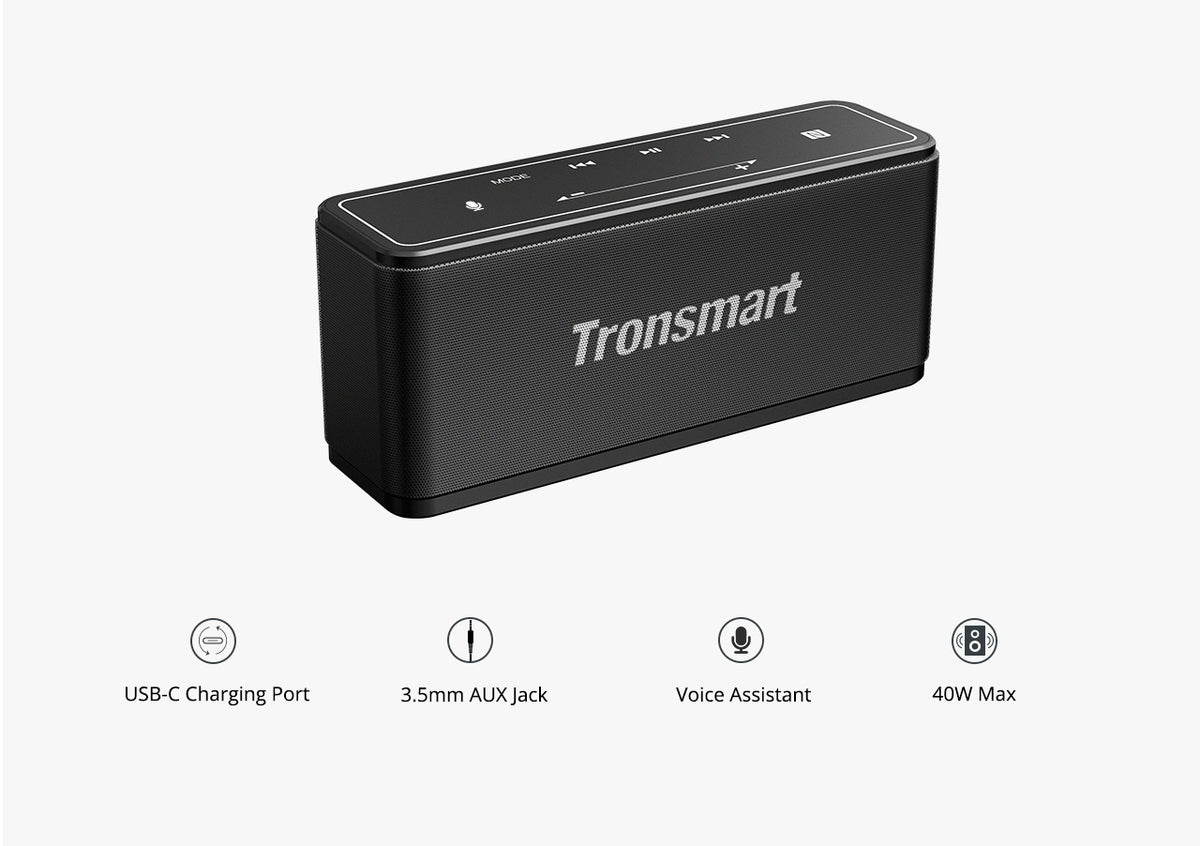 Original Tronsmart Mega Bluetooth-Lautsprecher, 40 W, tragbarer Lautsprecher mit Touch-Control-Soundbar, unterstützt Sprachassistent, NFC, MicroSD