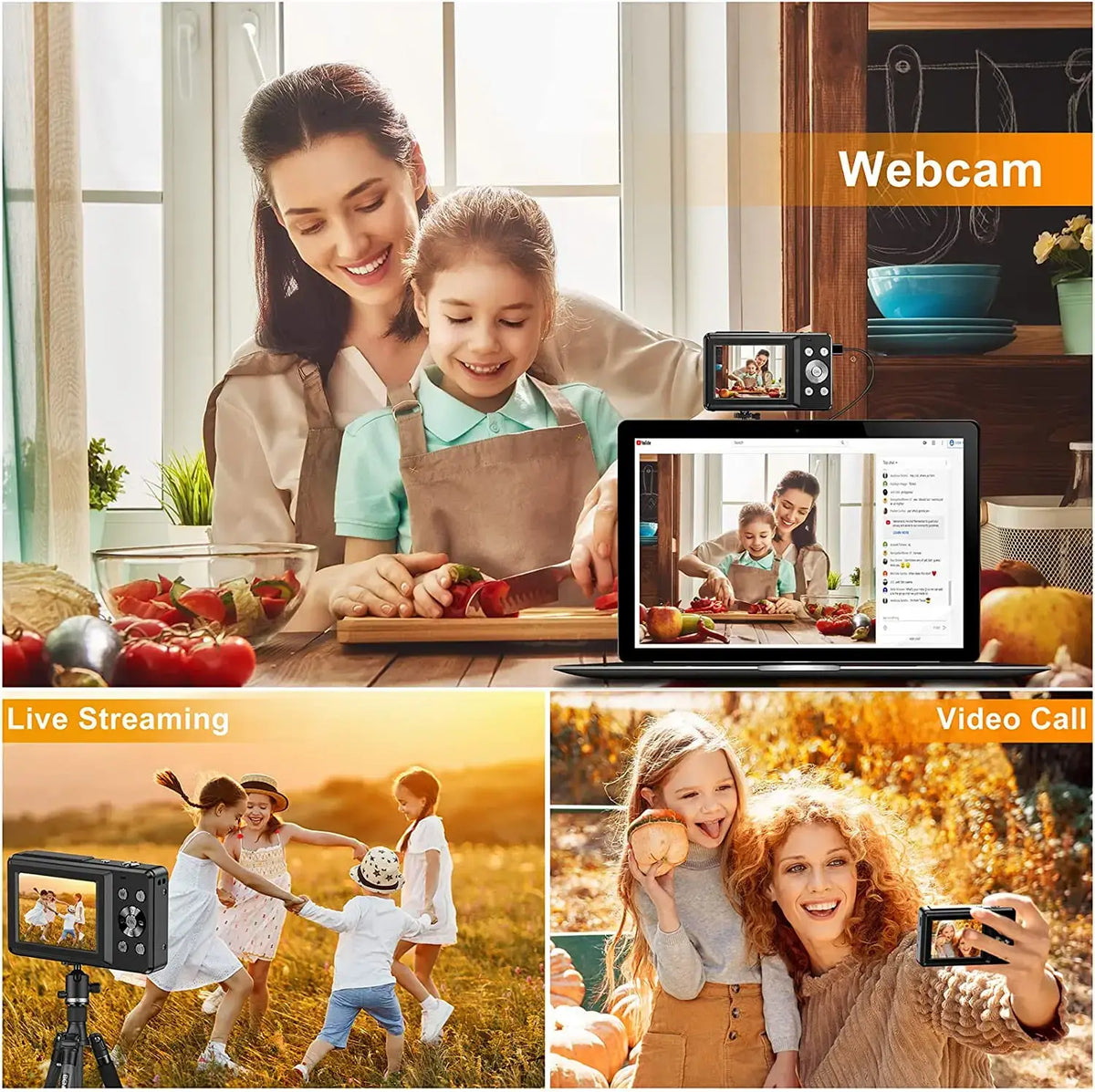 Digital Camera Children Camera for Children Camcorder with 16x Zoom Compact Cameras 1080P 44MP Cameras for Beginner Photography