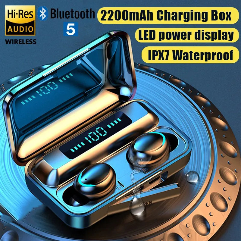 F9 Wireless Bluetooth Headphones Tws Waterproof Earbuds Stereo Earphones Led Display Headset Large Capacity Charging Case New