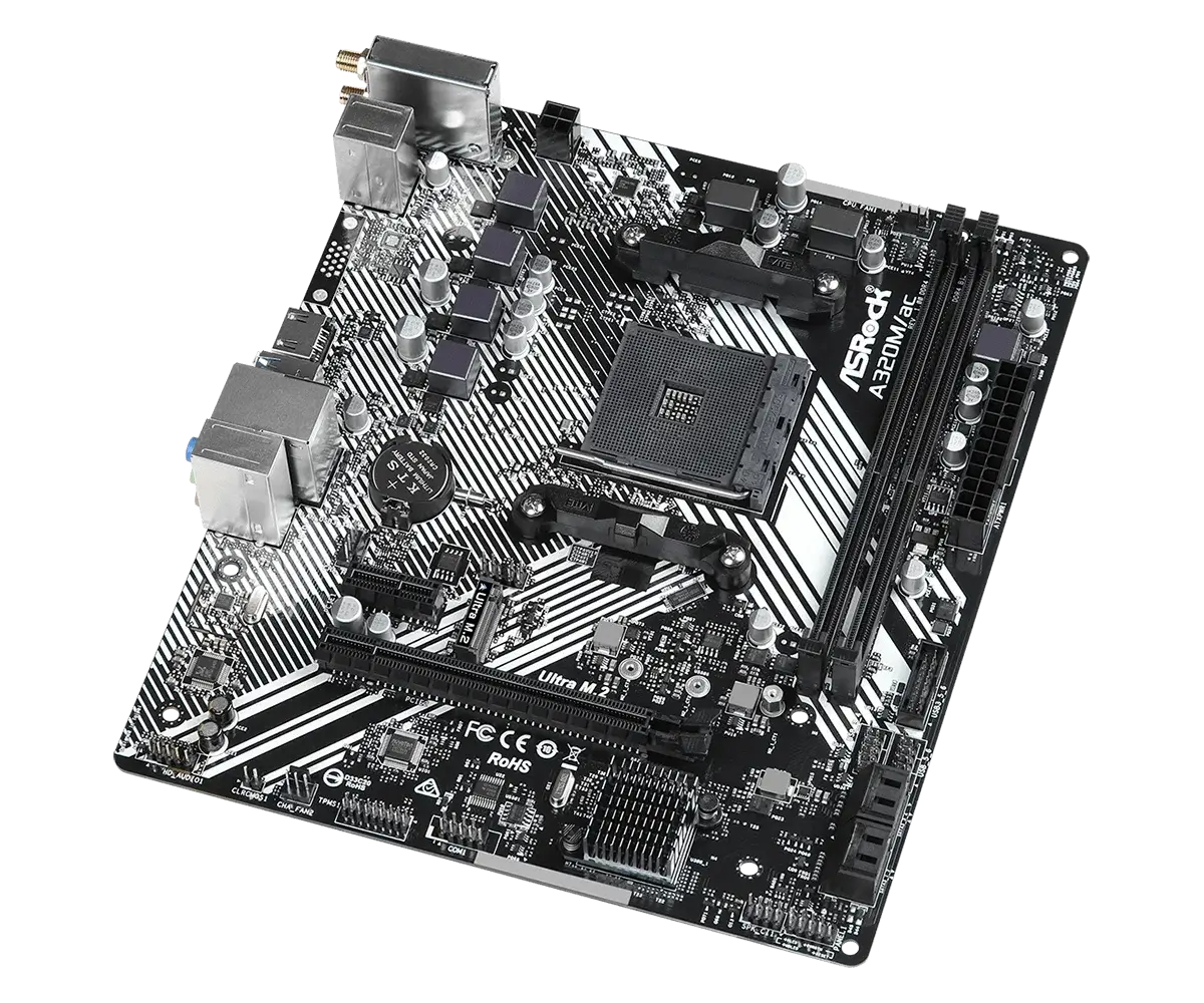 A320M-Motherboard ASRock A320M/AC-Sockel AM4 unterstützt Ryzen 5 5600 5700 PRO 1200 4300G Athlon 220GE-CPU M.2 DDR4 32 GB Micro ATX