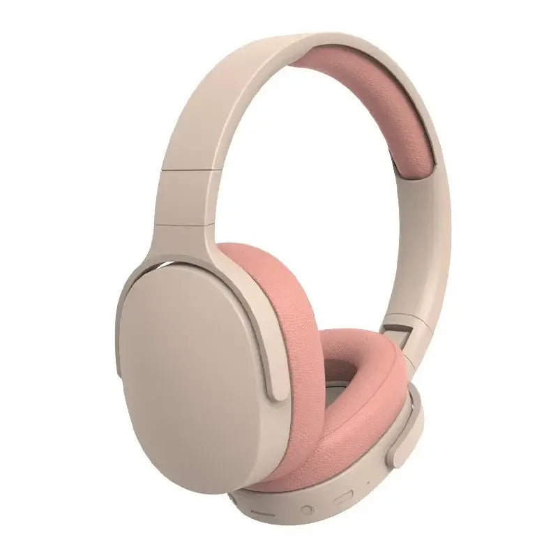 Original Xiaomi Wireless Headphones P2961 with soft foam ear pads in beige and pink, ideal for gaming and sports.