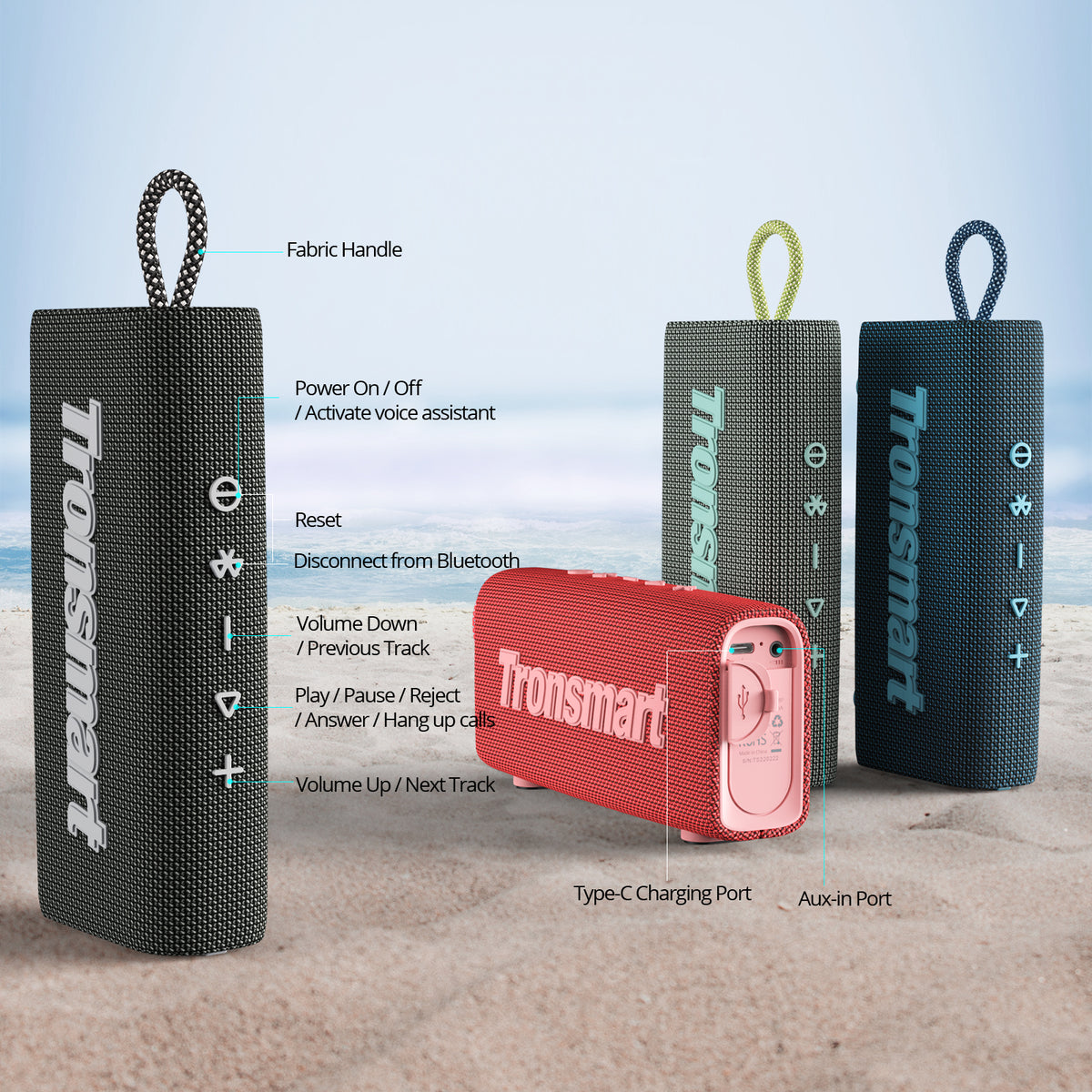 Original Tronsmart Trip Bluetooth 5.3 Lautsprecher Dual-Driver Tragbarer Lautsprecher mit IPX7 Wasserdicht True Wireless Stereo für den Außenbereich