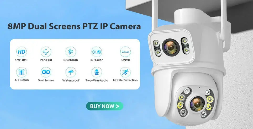 4K 8MP Dual Lens Panoramic WIFI Camera 180° Wide Viewing Angle AI Human Detection 4MP ICSEE Surveillance IP Camera