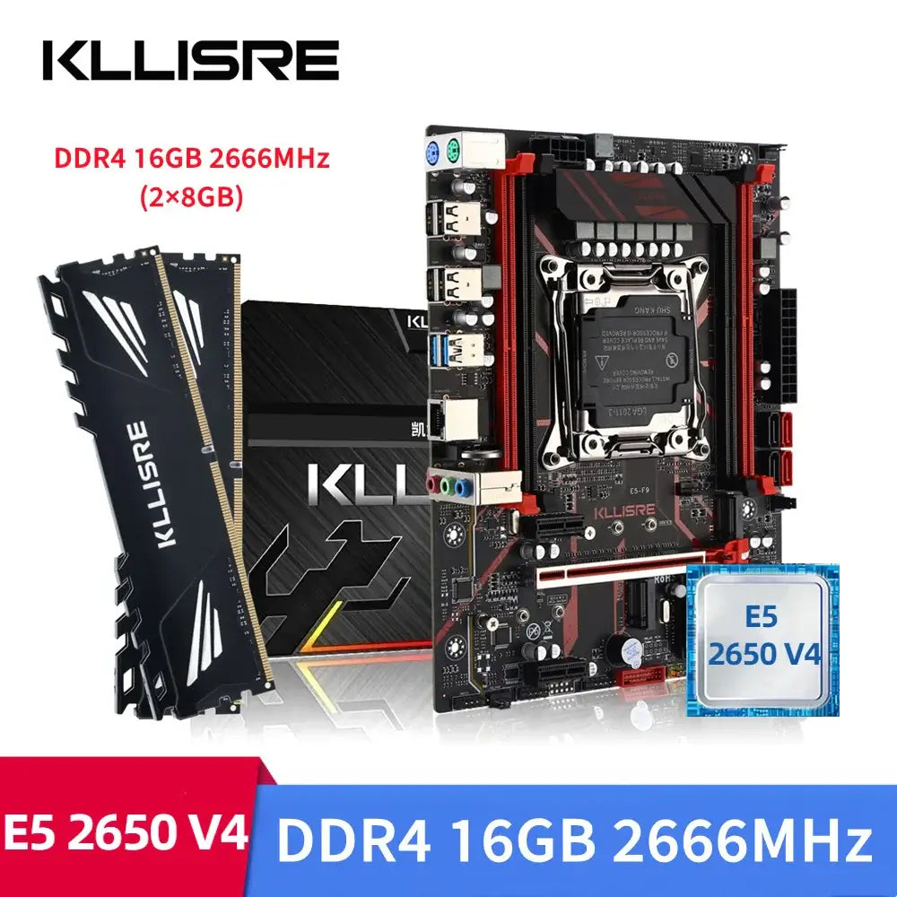 Kit Kllisre X99 CPU Xeon E5 2650 V4 2 piezas X 8 GB = 16 GB de memoria DDR4 de 2666 MHz Placa base LGA 2011-3 X99