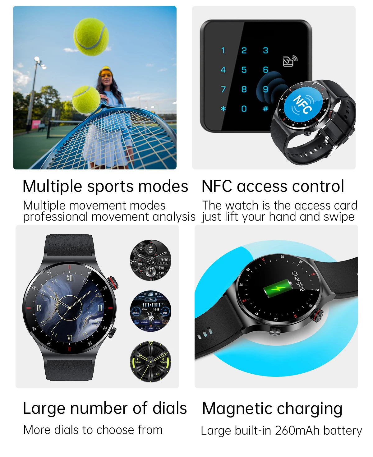 2023 Luxury Smart Watches Men NFC BT Call Fitness Waterproof Sports Wrist Intelligent Smartwatches for Women Kids Xiaomi Huawei