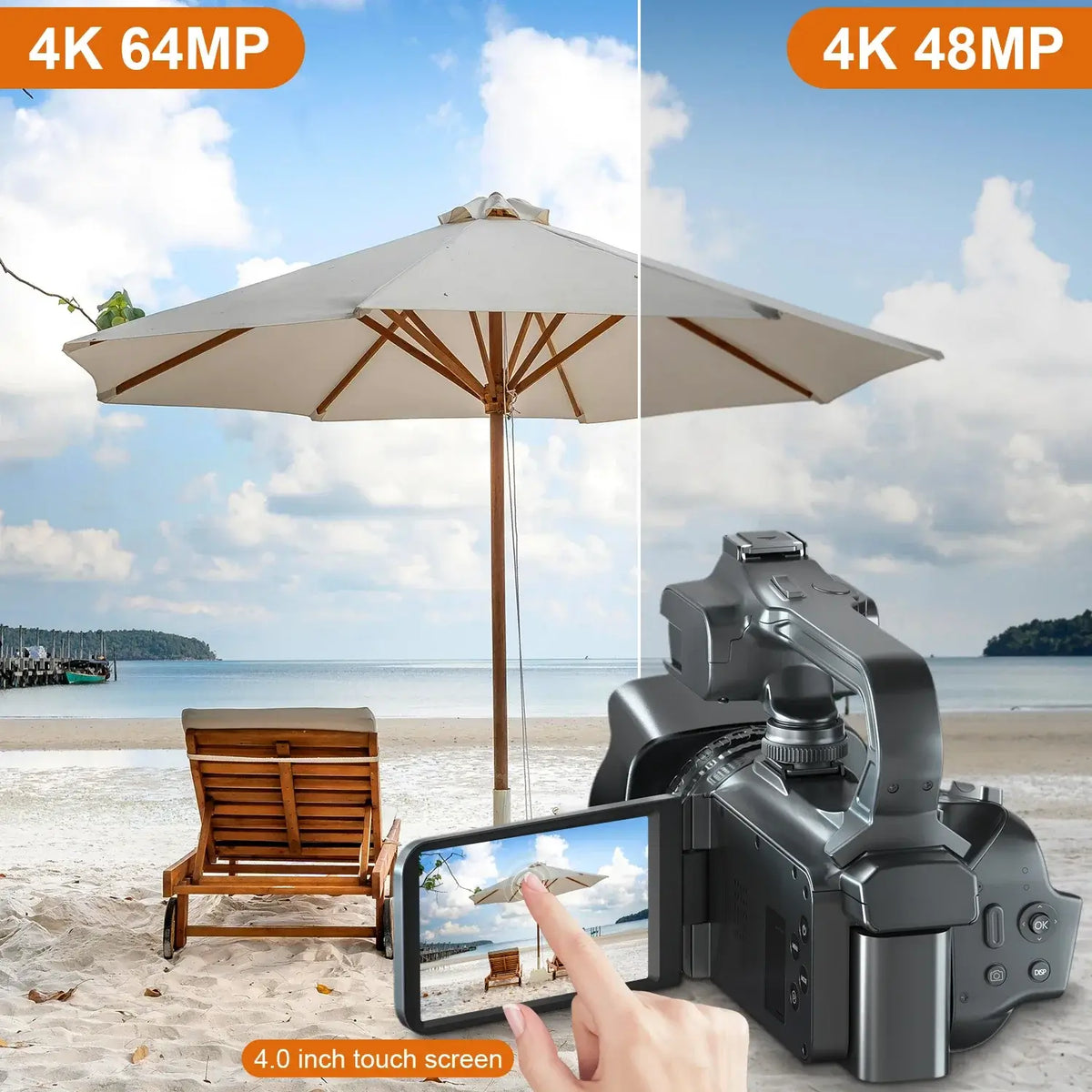 4K Professionelle Videokameras für Fotografie 64MP Ultra HD 18X Digitalzoom Camcorder YouTube Live-Streaming Vlog Recorder