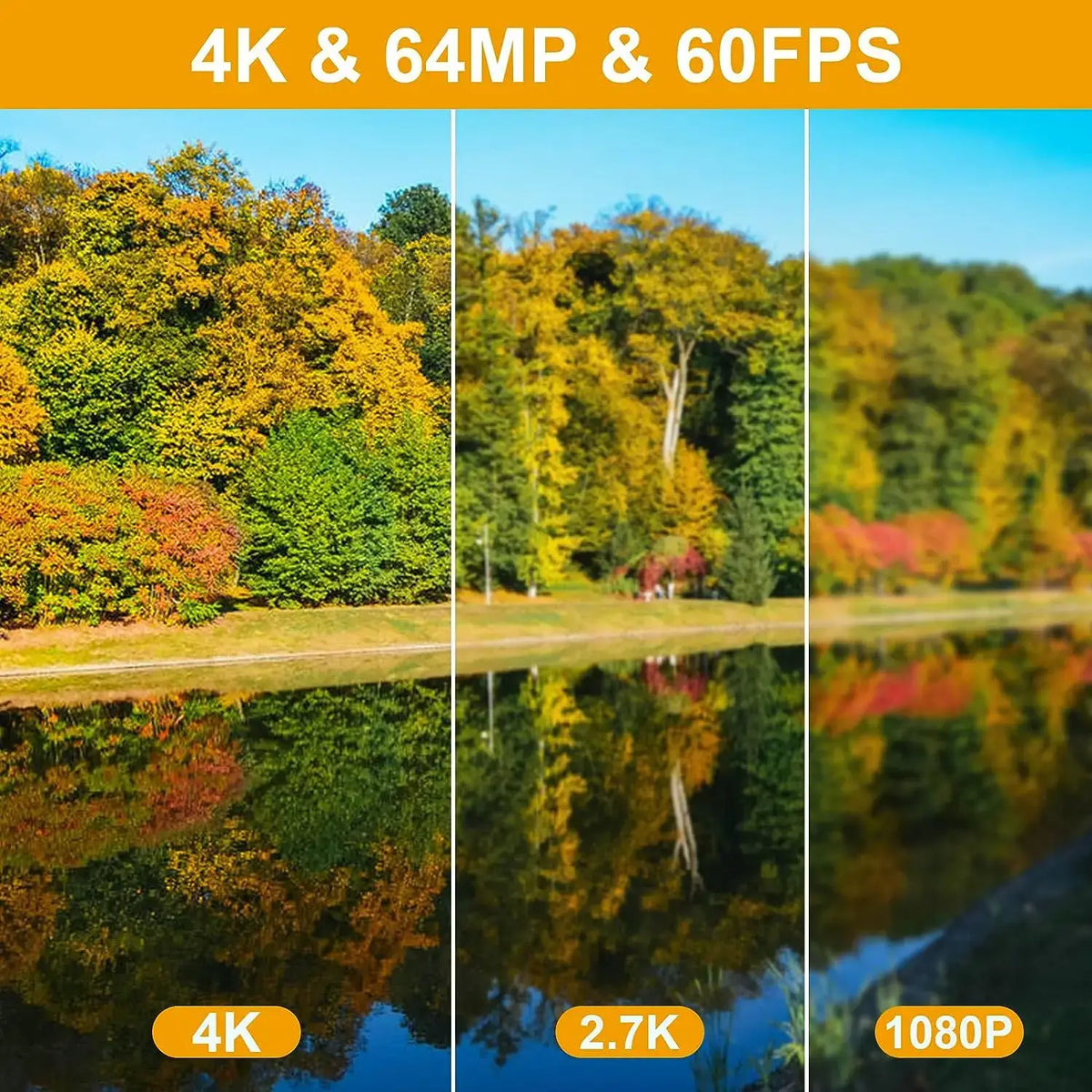 Cámara de vídeo 4K, videocámara de 64 MP para transmisión en vivo de YouTube, grabadora de vlogs digital con pantalla táctil giratoria de 4.0", cámara web con enfoque automático WIFI de 18X