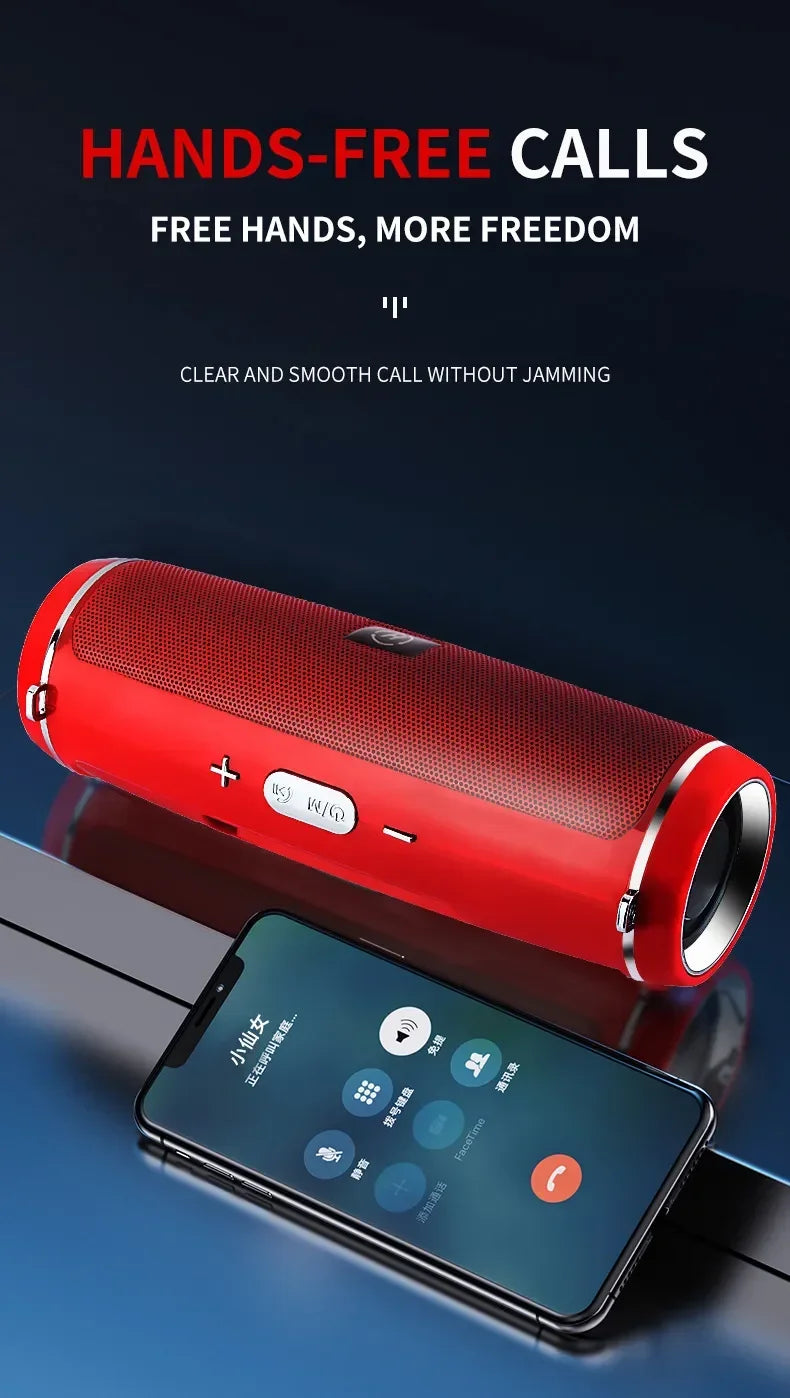 Altavoz Bluetooth inalámbrico portátil IPX7, altavoz de columna de alta fidelidad para exteriores, resistente al agua, subwoofer, altavoz estéreo, radio FM, TF, Boom Box