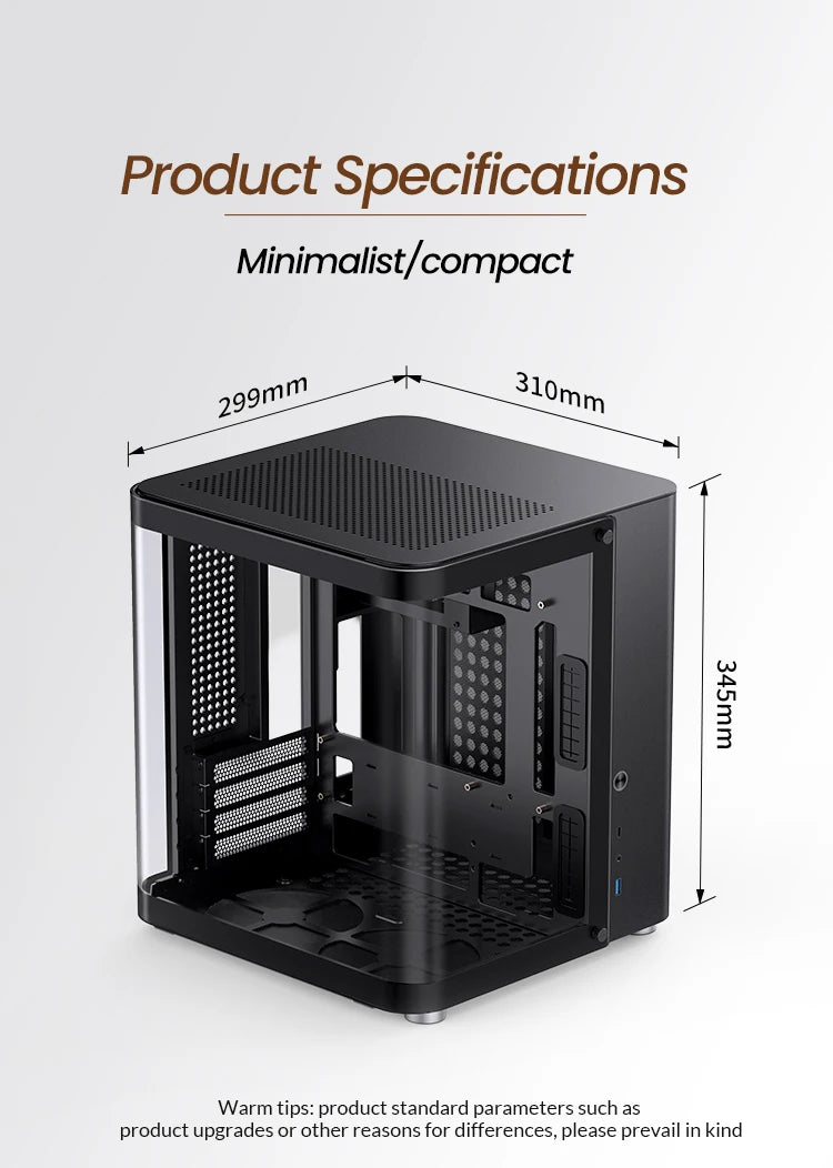 JONSBO TK-1 2.0 M-ATX Case Mini PC Case Ring Tempered Glass Side Penetration E-sports Seaview Room Desktop Computer Mini Chassis