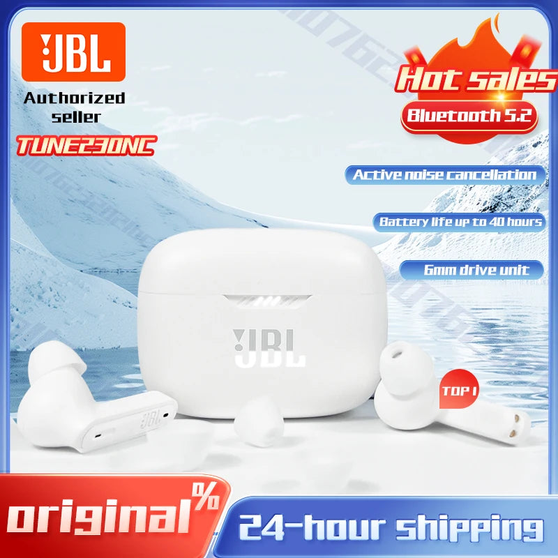 Auriculares inalámbricos Bluetooth originales JBL Tune 230nc TWS estéreo de graves, auriculares deportivos impermeables con micrófono T230nc