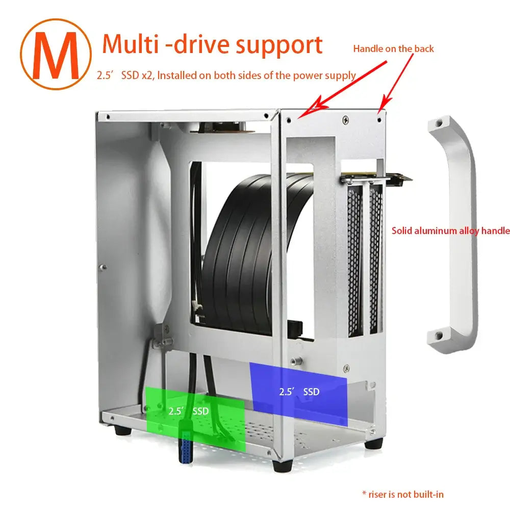 Chasis HTPC Mini ITX A4 de aluminio de 2,0 mm para ordenador de juegos, compatible con tarjeta gráfica RTX2070 I5, caja de pantalla discreta K39 A07 A39