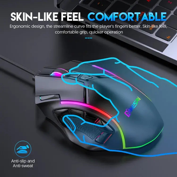 12800DPI Free Weight Macro RGB Gaming Mouse 12 Programmable Keys Game Mouse RGB Light Max to 6 levels For pc mac gun PUBG Laptop