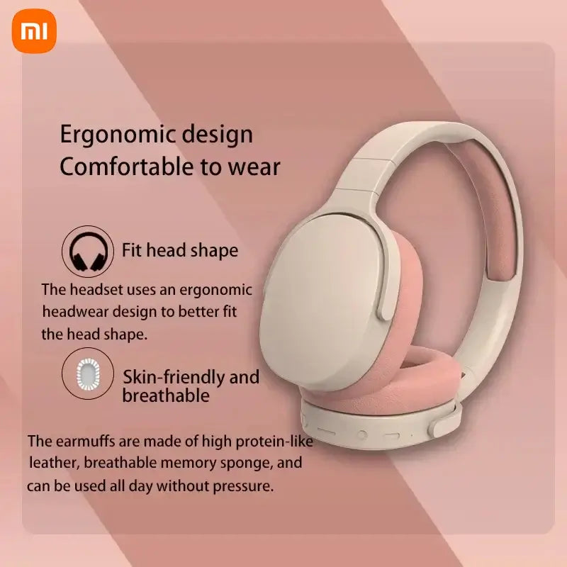 Ergonomic wireless headphones with comfortable design, featuring skin-friendly ear cushions for all-day wear.