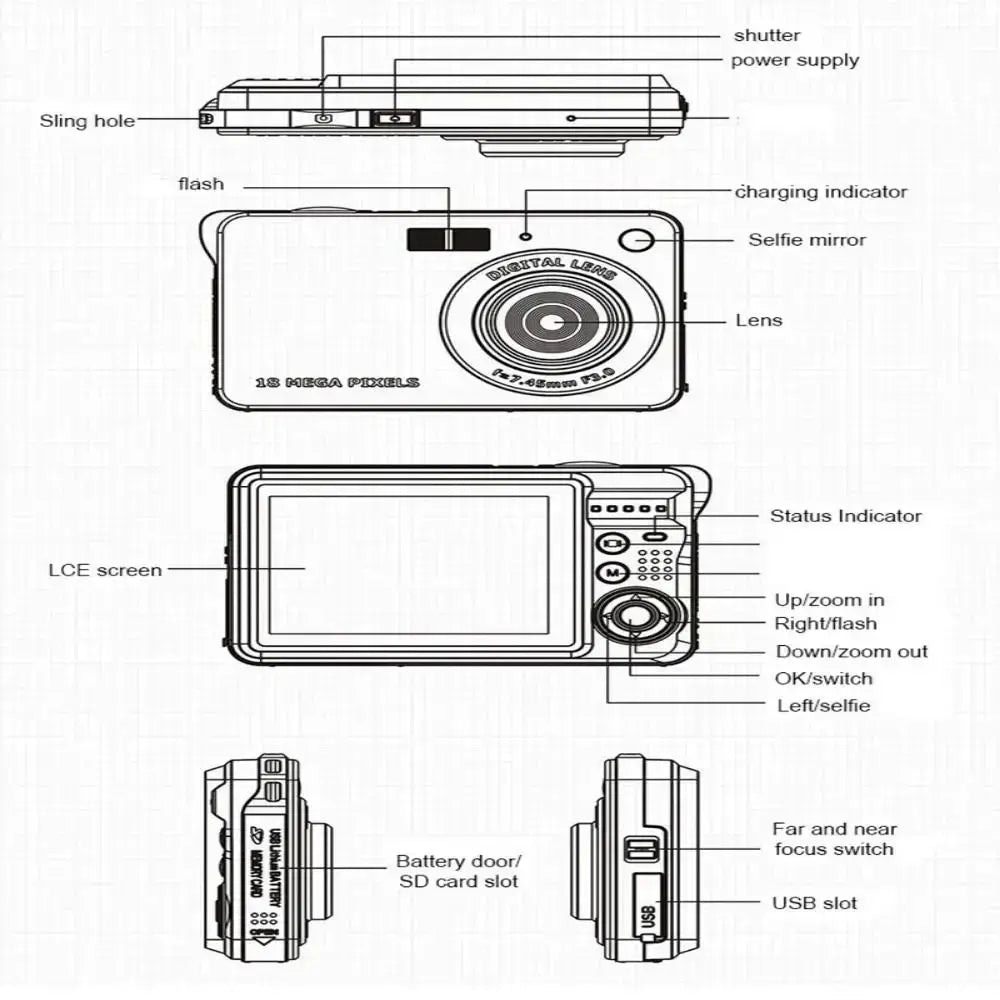 HD Digital Camera With LCD Screen Child Cameras Outdoor Anti-Shake Instant Photo Camera Rechargeable Photography Camcorder