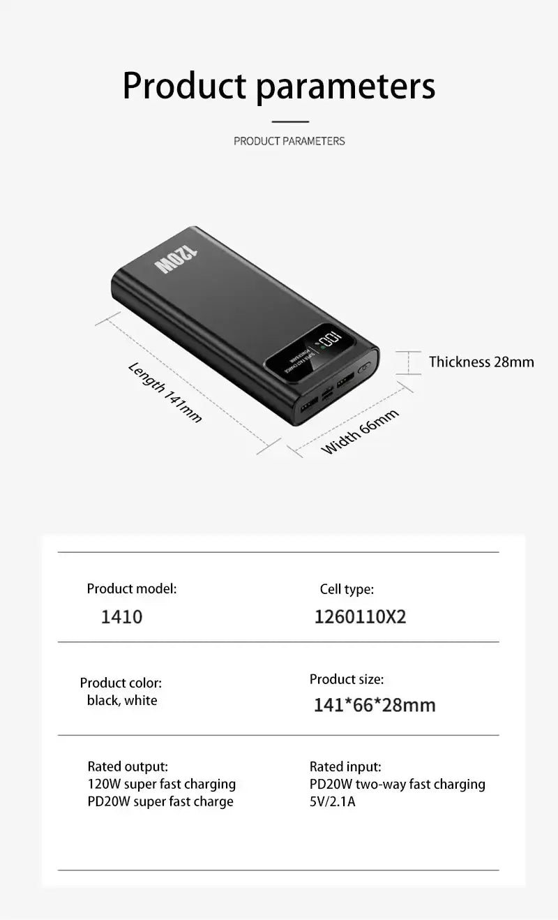 Banco de energía portátil Xiaomi 200000mAh 120W, carga súper rápida, batería externa de alta capacidad para iPhone, Samsung, Huawei, nuevo