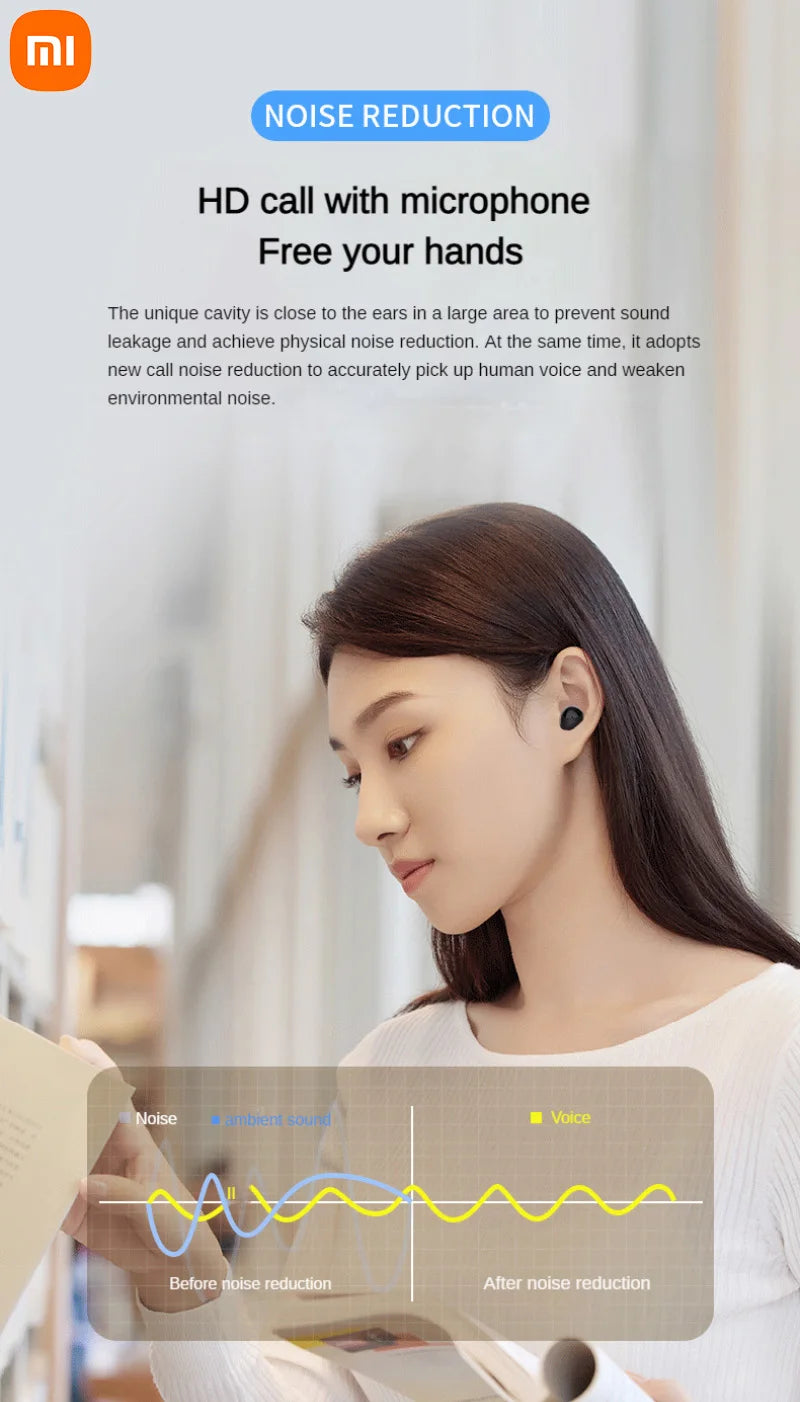 Xiaomi Invisible Mini Headphones TWS Wireless Earphones Bluetooth 5.3 Headset with Microphone Noise Reduction In-Ear Earbuds