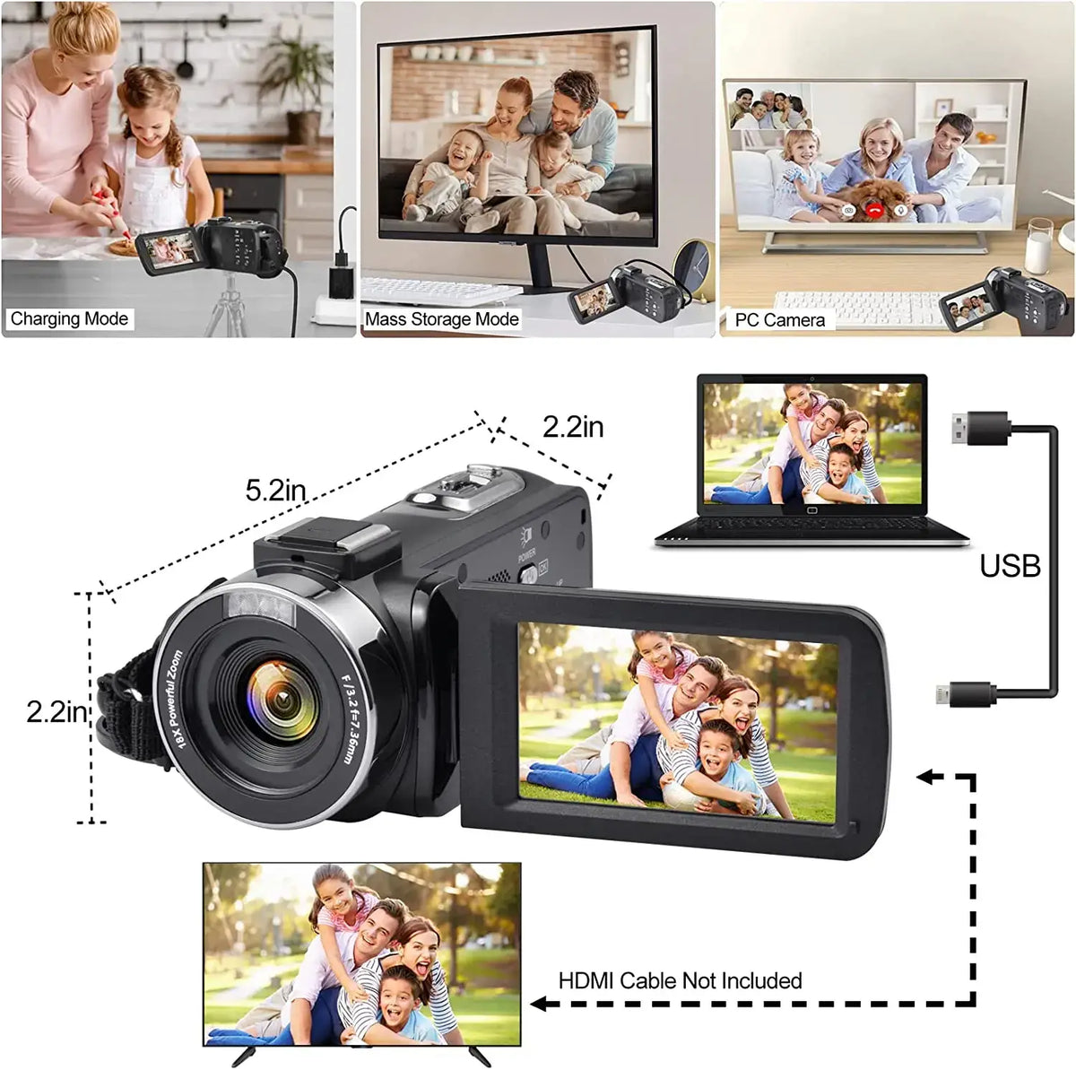 Cámara de vídeo profesional Full HD 8k, videocámara WiFi de 48 MP, zoom digital de 16X, transmisión, enfoque automático