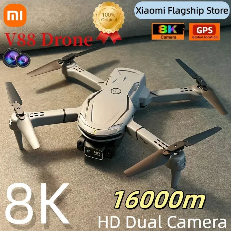 Xiaomi-V88 Professionelle Drohne, 8K, HD-Luftbild, Doppelkamera, omnidirektional, Hindernisvermeidung, WLAN, faltbarer Quadrocopter, 16000 m