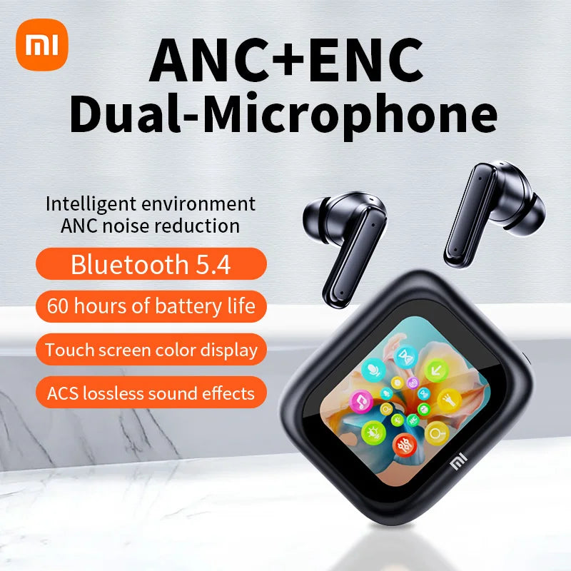 XIAOMI - Nuevos auriculares con pantalla táctil completa ANC E18 Pro Bluetooth 5.4, auriculares con cancelación de ruido, auriculares inalámbricos intraauriculares ENC con micrófono