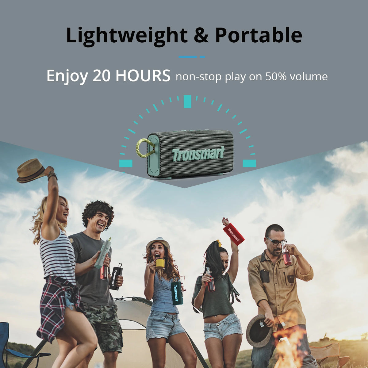 Original Tronsmart Trip Bluetooth 5.3 Lautsprecher Dual-Driver Tragbarer Lautsprecher mit IPX7 Wasserdicht True Wireless Stereo für den Außenbereich