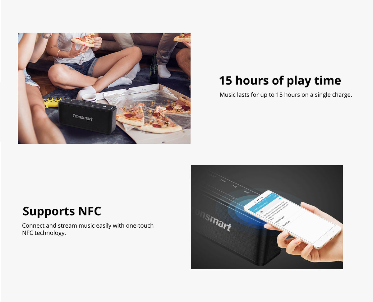 Original Tronsmart Mega Bluetooth-Lautsprecher, 40 W, tragbarer Lautsprecher mit Touch-Control-Soundbar, unterstützt Sprachassistent, NFC, MicroSD