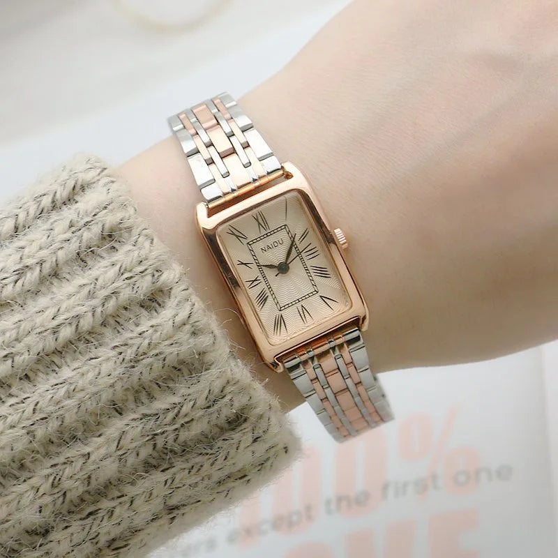 Watches for Women Rectangular Roman Scale Ladies Steel Strap Watch Fashion Trend Thin Strap Quartz Wristwatches Relogio Feminino