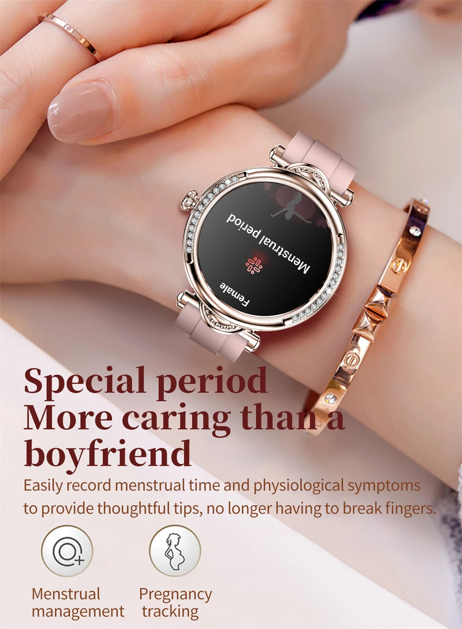 For Xiaomi Android Fashion Women Smart Watch 360*360 HD Screen Heart Rate Custom Dial Watch Voice Calling SmartWatches 2024 New