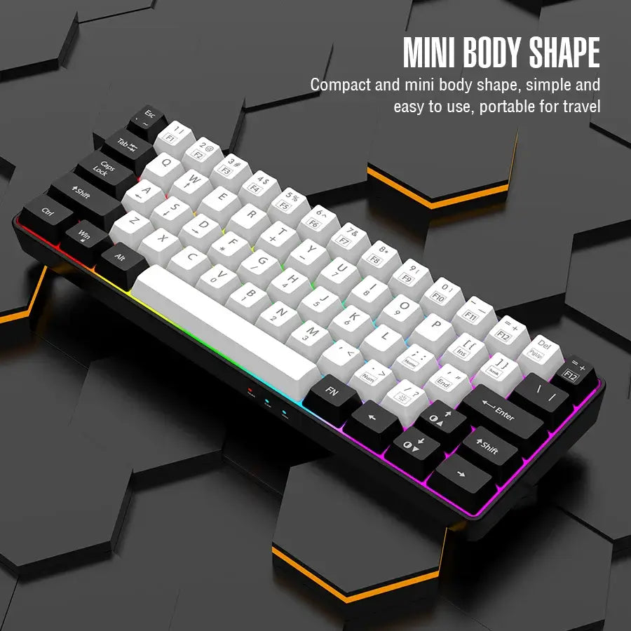 60% wired gaming keyboard, RGB backlight ultra compact mini keyboard, waterproof small compact 61 key keyboard for pc/Mac gamers