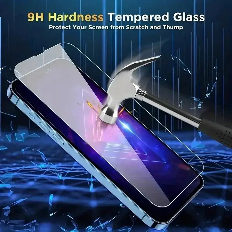 Protector de pantalla de vidrio templado de dureza 9H para iPhone 15, 14 Plus, 13, 12, 11 Pro Max, película protectora para iPhone X, XR, XS Max