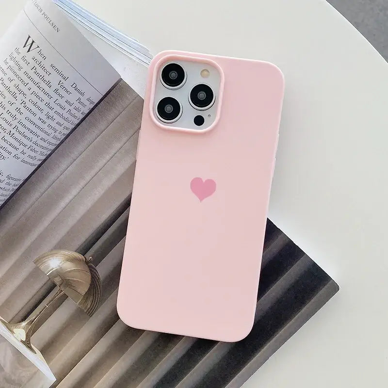 Lovely Love Candy Color Silicone Soft Case For iPhone 15 14 13 12 11 Pro XS Max X XR SE 3 7 8 6S 6 Plus Matte TPU Back Cover