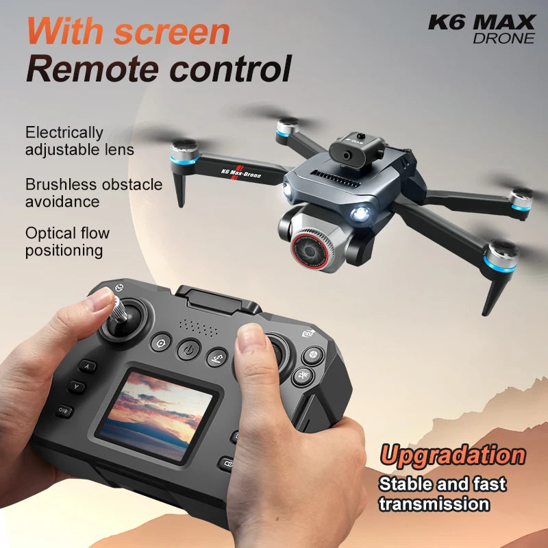 K6 MAX 4K Professionelle Drohne HD-Drohne mit Doppelkamera, bürstenloser, faltbarer Quadrocopter mit optischer Flusspositionierung, Luftbildkamera-Drohne