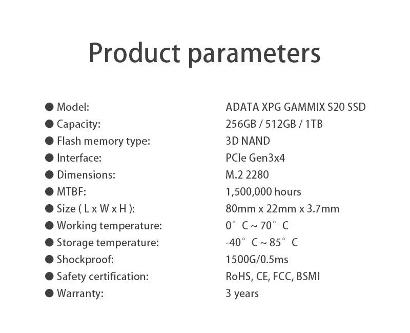 ADATA XPG GAMMIX S50 PRO SSD NVMe M2 PCIe Gen4x4 M.2 2280 Solid State Drive 500G 1TB Internal Hard disk 3D NAND Flash Hard Drive