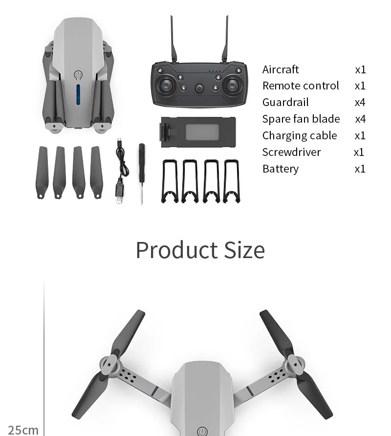 KBDFA 2023 Nuevo Dron E88 Pro WIFI FPV Gran Angular HD 4K 1080P Cámara Altura Retención RC Plegable Quadcopter Dron Helicóptero Juguetes Regalo