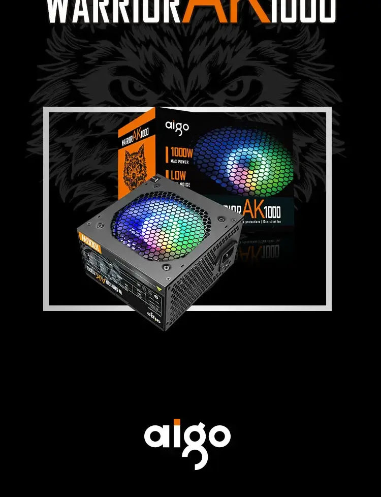 Fuente de alimentación Aigo Fonte 500W 600W 700W 800W 1000W DIY para juegos Ventilador RGB de 120 mm Fuente de alimentación para computadora de escritorio ATX para PC 7800x3d