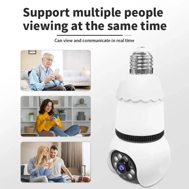 5MP Lamp Bulb WiFi Camera E27 LED Bulb Smart IP Camera Surveilance Two-way Audio Color Night Vision 360° Panoramic AI Tracking