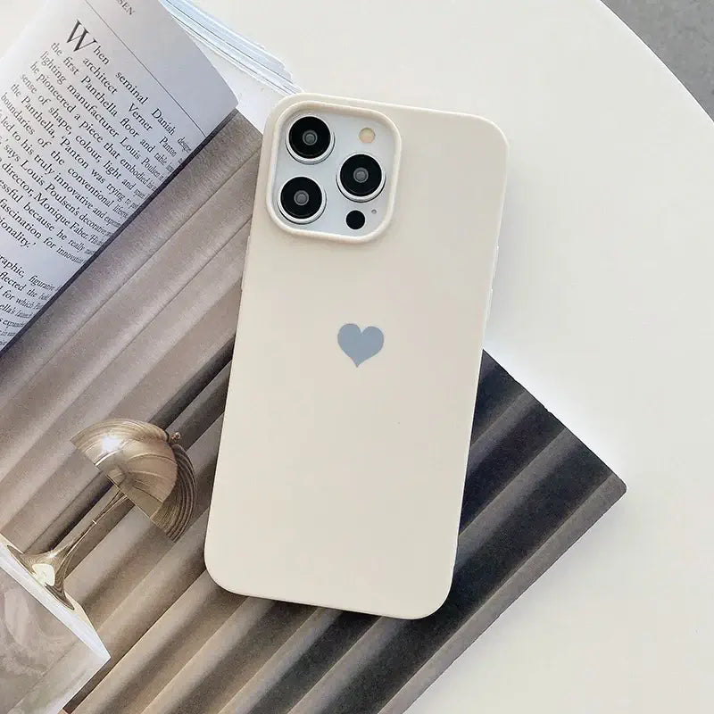 Lovely Love Candy Color Silicone Soft Case For iPhone 15 14 13 12 11 Pro XS Max X XR SE 3 7 8 6S 6 Plus Matte TPU Back Cover