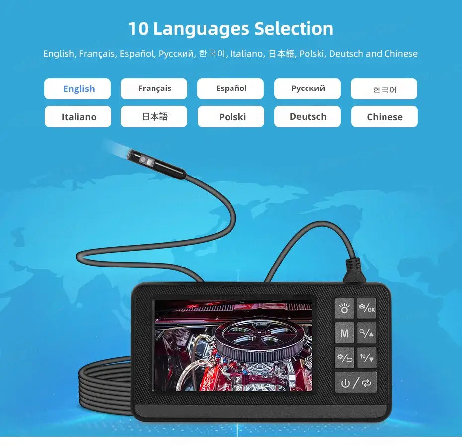 KERUI Dual&Single Lens Endoscope Camera with 1080P 4.3" IPS Screen IP67 Waterproof Car Pipe Inspection Borescope 2600mAh