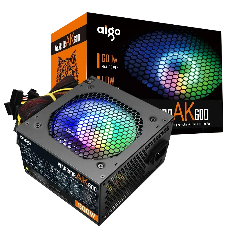 Fuente de alimentación Aigo Fonte 500W 600W 700W 800W 1000W DIY para juegos Ventilador RGB de 120 mm Fuente de alimentación para computadora de escritorio ATX para PC 7800x3d