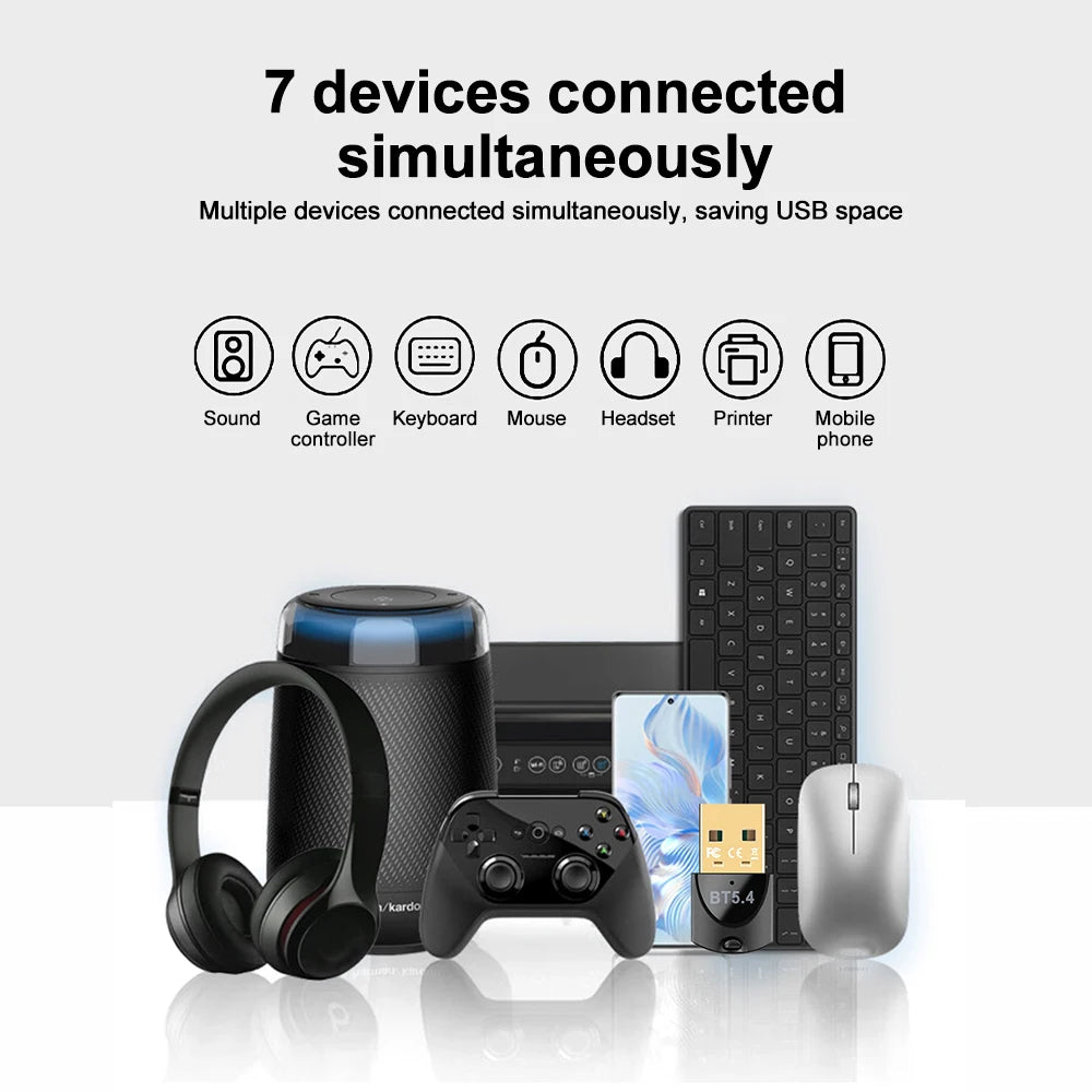 USB Wireless Bluetooth Adapter Bluetooth 5.4 for PC Dongle Adaptador Wireless Mouse Keyborad Music Audio Receiver USB Transmitt