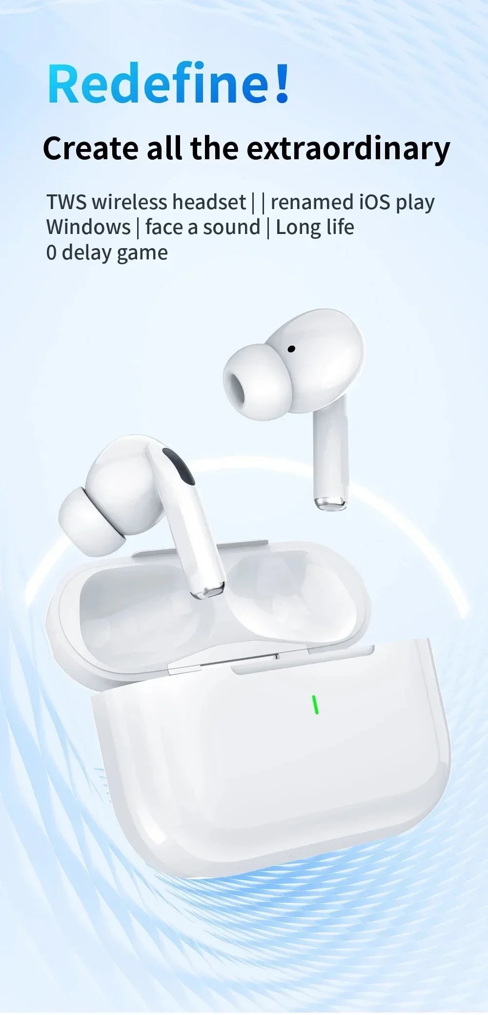 NEU Kabellose Ohrhörer Bluetooth 5.3 Kopfhörer In-Ear Noise Cancelling Stereo Musik Ohrhörer Touch Control Ohrhörer mit Mikrofon