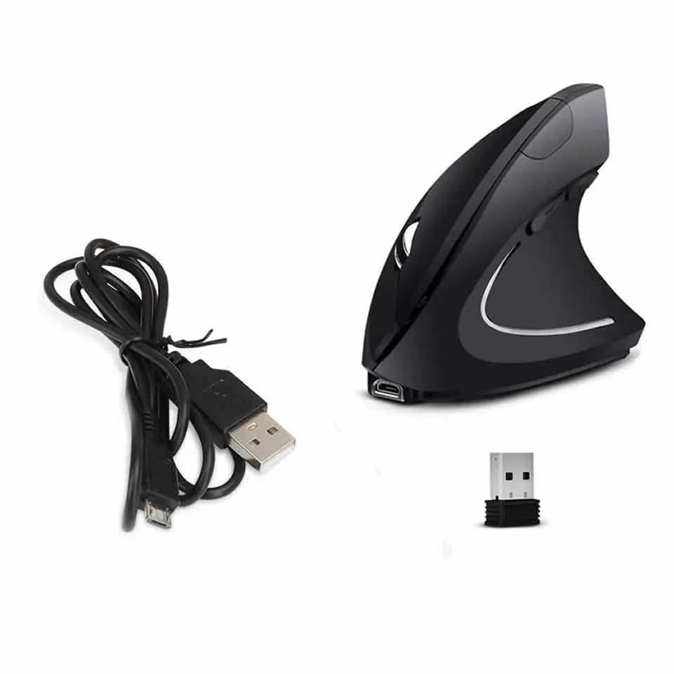 Ratón ergonómico vertical para juegos, inalámbrico, recargable, óptico, 2,4 G, para ordenador, portátil, de escritorio, USB