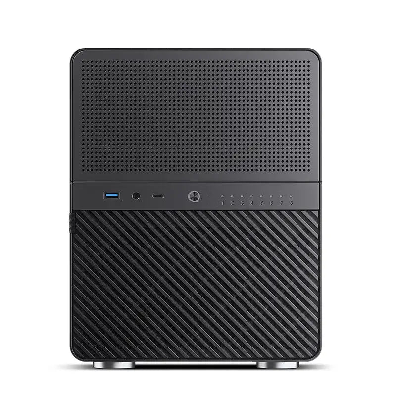 JONSBO N3 NAS Mini-Gehäuse All-In-One-ITX-Aluminiumgehäuse, Unterstützung für 8 Festplatten, 130 mm CPU-Kühler, 250 mm Grafikkarte mit 100 mm * 2 Lüftern