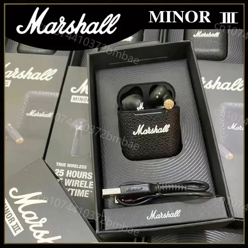 Marshall MINOR III Portable Wireless Headphones HIFI Sound Bluetooth Earphone with Charging Case Sport Semi-In-Ear Headphone