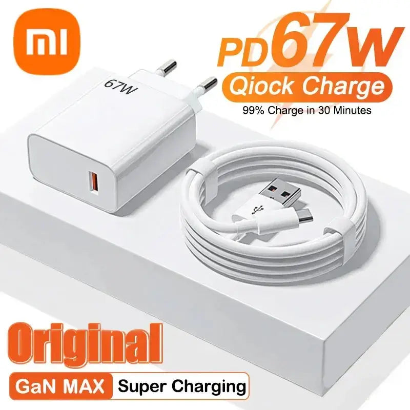 Xiaomi 67W Super Schnelllade-USB-C-PD-Schnittstellenladegerät Schnelllade-Telefonladegerät für iPhone15 Samsung Huawei