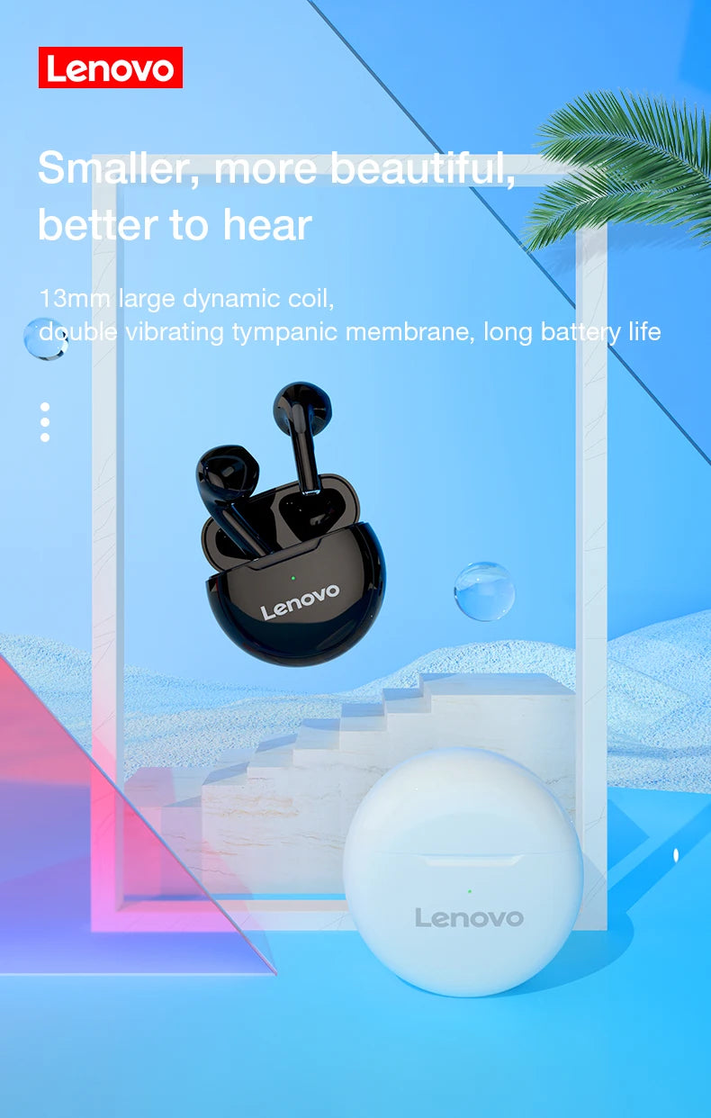 Lenovo LivePods HT38 TWS Bluetooth Earphone Mini Wireless Earbuds with Mic for iPhone Xiaomi Sport Waterproof 9D Stere Headphone