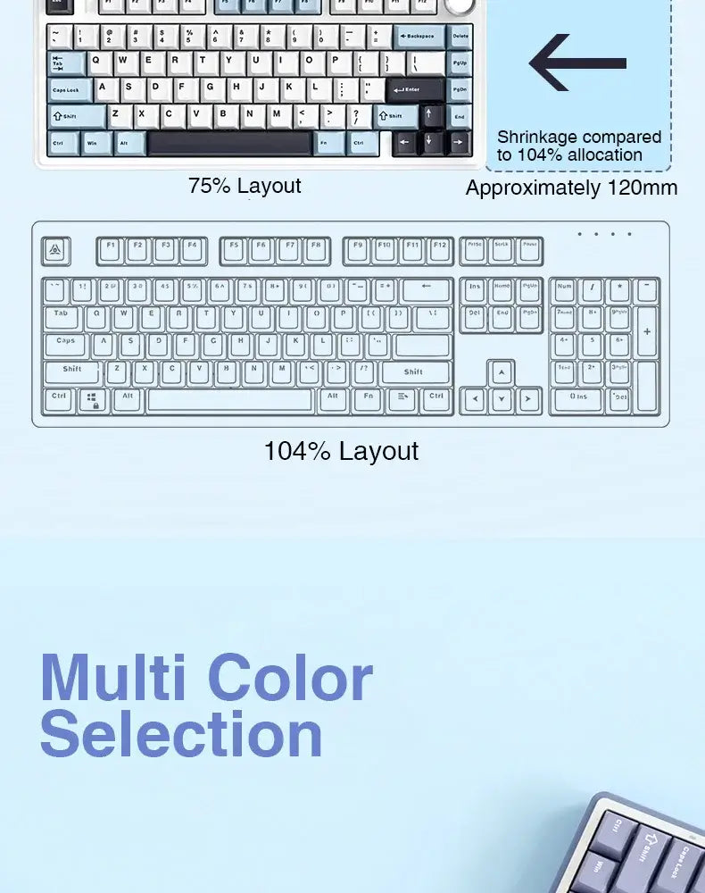 AULA F75 2.4G Wireless/Bluetooth/Wired Gaming Mechanical Keyboard RGB Customized 75% Layout OEM Profile Gasket Structure