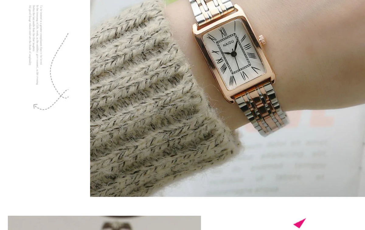 Watches for Women Rectangular Roman Scale Ladies Steel Strap Watch Fashion Trend Thin Strap Quartz Wristwatches Relogio Feminino